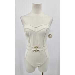 Bleu by Rod Beattie Minimalist Belted Strapless One Piece